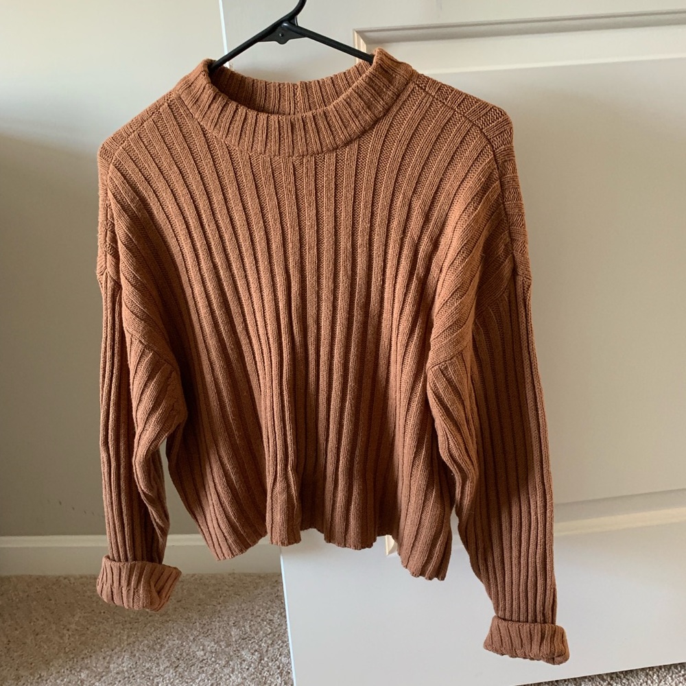 Brown American Eagle Crop Sweater